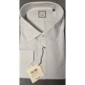 Camicissima Slim Fit Non-Iron Dress Shirt Blue Check 100% Cotton Size 20½